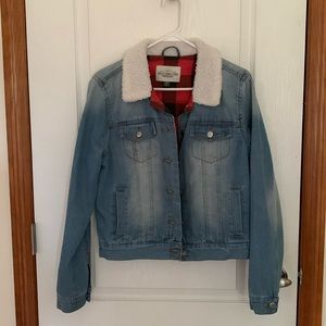 Flannel line jean jacket
